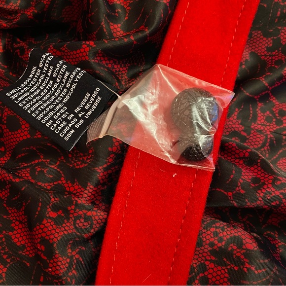 Nwt NEW Guess Red Wool Coat XS Button up winter pea tie belted peacoat jacket - Picture 12 of 15